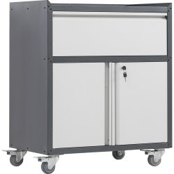 Commercial Storage Cabinet with wheels 2 Door 1 Drawer Grey Steel 770x460x900mm | Adexa DL2