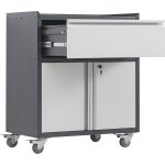 Commercial Storage Cabinet with wheels 2 Door 1 Drawer Grey Steel 770x460x900mm | Adexa DL2