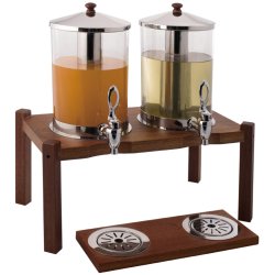 Commercial Juice Dispenser 2x7 litres Walnut Wood | Adexa DTJ012