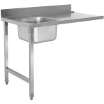 Loading table Left side 1200x650x850mm With sink With splashback Stainless steel | Adexa DWITA1265L