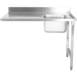 Loading table Right side 1200x650x850mm With sink With splashback Stainless steel | Adexa DWITA1265R