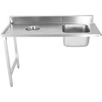 Loading table Left side 1400x650x850mm With sink With waste hole With splashback Stainless steel | Adexa DWITC1465R