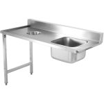 Loading table Left side 1400x650x850mm With sink With waste hole With splashback Stainless steel | Adexa DWITC1465R
