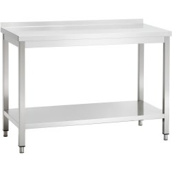 Professional Work table Stainless steel Bottom shelf Upstand 1800x600x850mm | Adexa VT186SLB