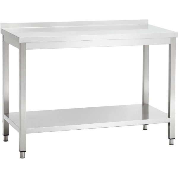 Professional Work table Stainless steel Bottom shelf Upstand 1400x700x850mm | Adexa VT147SLB