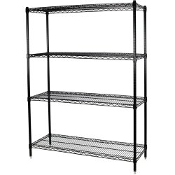 Commercial Shelving Unit 4 Tier 1000kg Width 1200mm Depth 450mm Black Wire | Adexa EB12045180A4