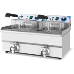 Commercial Twin Fryer Electric 10+10 litre 6kW Countertop Drainage tap | Adexa MAREF102V