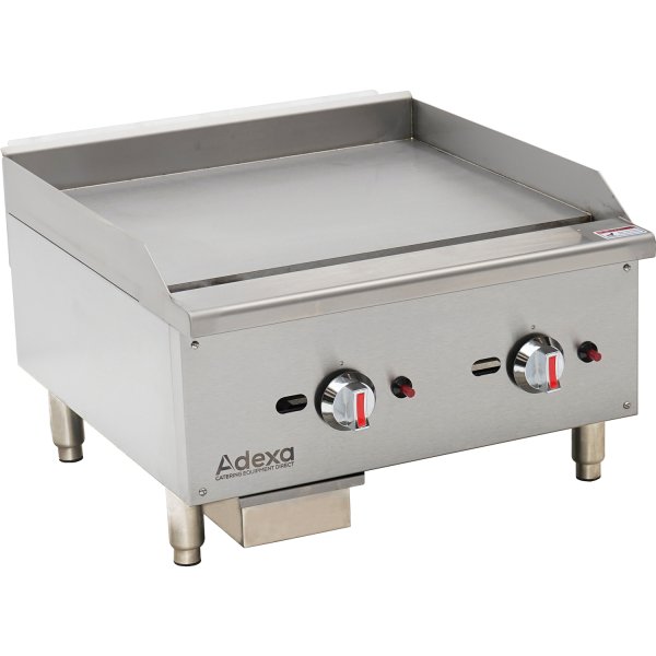 Premium Commercial Gas Griddle Smooth plate 2 burners 15kW Countertop | Adexa EGG24S