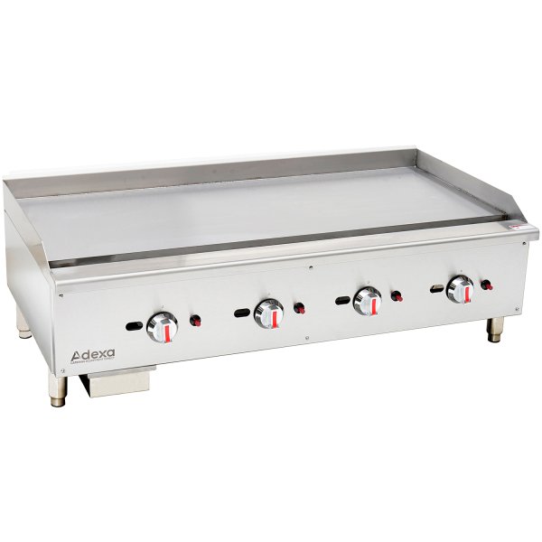 Premium Commercial Gas Griddle Smooth plate 4 burners 30kW Countertop | Adexa EGG48S