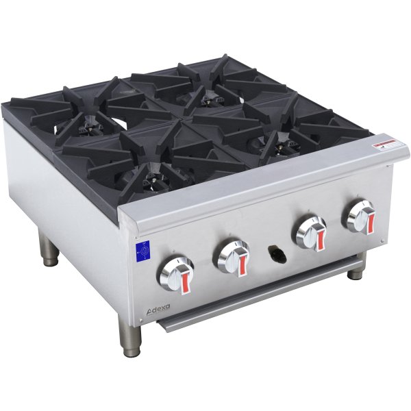 Professional Gas Hotplate Cooker 4 Burners 28kW Countertop | Adexa EHP4S