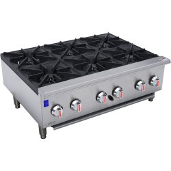 Professional Gas Hotplate Cooker 6 Burners 42kW Countertop | Adexa EHP6S