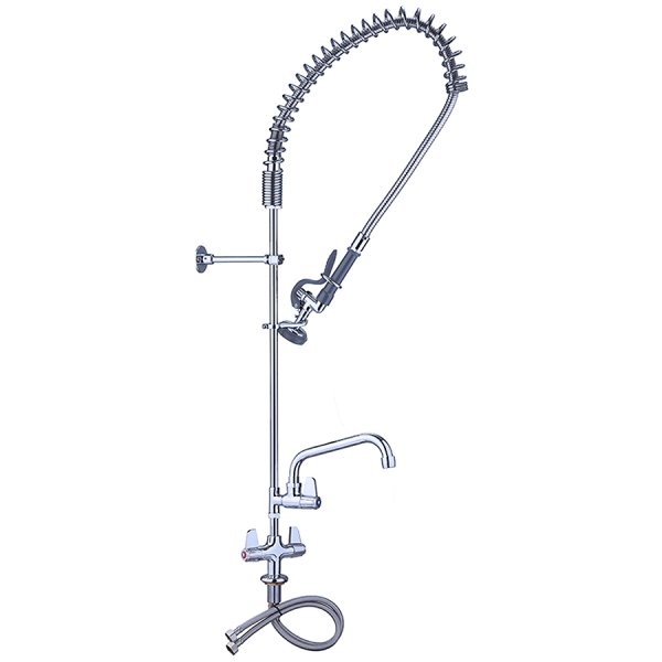 Pre Rinse Spray Unit with Swing faucet Deck mount Double inlet Height 1000mm Stainless steel | Adexa EQ2801A12