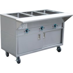 Mobile Bain marie with Cupboard 3xGN1/1 | Adexa EST3SWCBSD