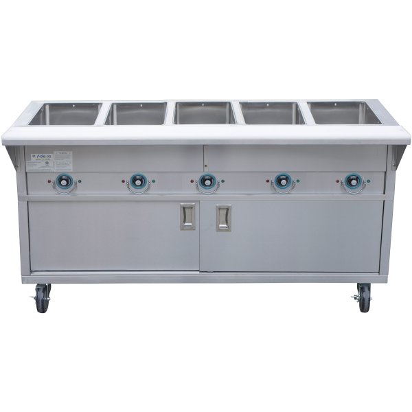 Mobile Servery Steam Table with Cupboard 5xGN1/1 | Adexa EST5SWCBSD