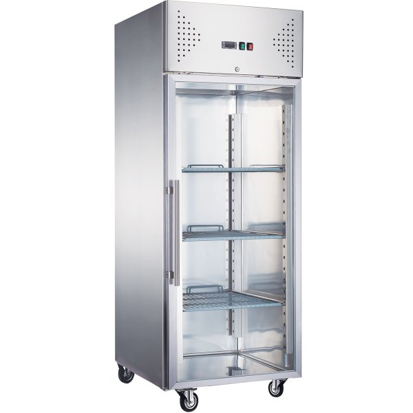 B GRADE Commercial Refrigerator Upright Cabinet 600 litres Glass Front Single door GN2/1 Fan assisted cooling | Adexa R600SGLASS B GRADE