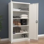 Commercial Steel Grey/White Storage Cupboard with 4 Shelves and Lock 800x400x1800mm | Adexa FCA18WHITE