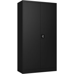 Commercial Steel Black Storage Cupboard with 4 Shelves and Lock 800x400x1800mm | Adexa FCA18BLACK