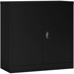 Commercial Metal Black Storage Cabinet Lockable with 2 Shelves 900x400x900mm | Adexa FCA9BLACK
