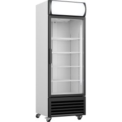 Commercial Single Bottle cooler Upright 370 litres Fan assisted cooling Hinged glass door Black&White | Adexa GDR333