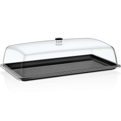 Polycarbonate Gastronorm Tray with Dome Cover GN1/1 Depth 20mm Black | Adexa GF11-GFT11B