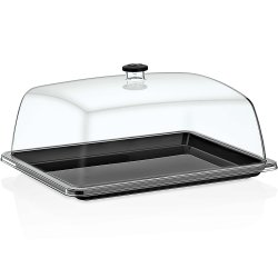 Polycarbonate Gastronorm Tray with Dome Cover GN1/2 Depth 20mm Black | Adexa GF12-GFT12B