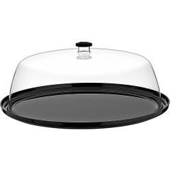 Polycarbonate Gastronorm Tray with Dome Cover Round Ø350mm Depth 20mm Black | Adexa GF13-GFT13B