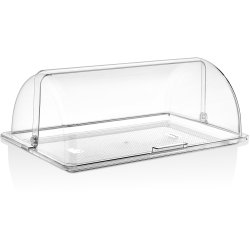 Polycarbonate Gastronorm Tray with Roll-up Dome Cover GN1/1 Depth 20mm  | Adexa GFT11-GFM11