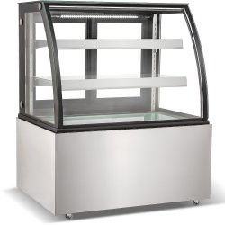 Cake counter Curved front 1000x700x1200mm 2 shelves Stainless steel base LED | Adexa GN1000CF2
