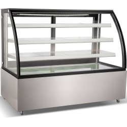 Cake counter Curved front 1800x730x1300mm 3 shelves Stainless steel base LED | Adexa GN1800CF3