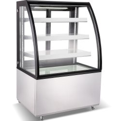 Cake counter Curved front 900x730x1300mm 3 shelves Stainless steel base LED | Adexa GN900CF3