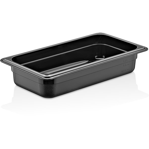 Polycarbonate Gastronorm Pan GN1/3 Depth 65mm Black 2 litres | Adexa GNP1365B