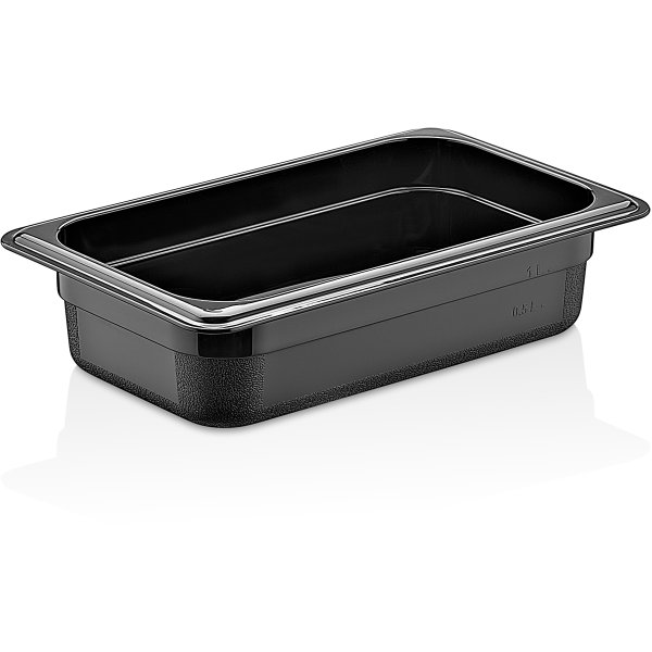 Polycarbonate Gastronorm Pan GN1/4 Depth 65mm Black 1.5 litres | Adexa GNP1465B