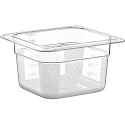 Polycarbonate Gastronorm Pan GN1/6 Depth 100mm 1.25 litres | Adexa GNP16100