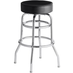 Black Double ring Barstool with Thick seat | Adexa GS605B