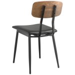 Black Steel Chair with Black Vinyl Cushion Seat & Antique Walnut Back | Adexa GS60606BLACKCUSHSEATWALNUTBACK