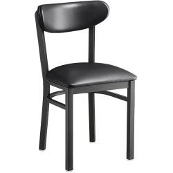 Black Steel Chair with Black Vinyl Cushion Seat & Black Vinyl Cushion Back | Adexa GS65VBLACKSEATBLACKBACK