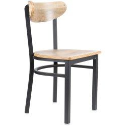 Black Steel Chair with Driftwood Seat & Driftwood Back | Adexa GS65VDRIFTWOODSEATDRIFTWOODBACK