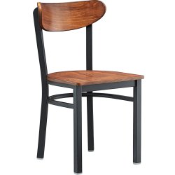 Black Steel Chair with Antique Walnut Seat & Antique Walnut Back | Adexa GS65VWALNUTSEATWALNUTBACK