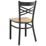 Black Steel Cross Back Chair with Driftwood Seat | Adexa GS6F0BBLACKDRIFTWOODSEAT