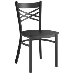 Black Steel Cross Back Chair with Black Wood Seat | Adexa GS6F0BBLACKWOODSEAT