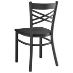 Black Steel Cross Back Chair with Black Wood Seat | Adexa GS6F0BBLACKWOODSEAT