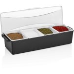 Garnish Tray / Condiment Dispenser with Lid 4 compartments | Adexa GSE04