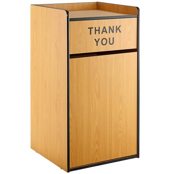 Commercial Rubbish Bin Cabinet & Tray Shelf 'Thank You' Natural | Adexa GSLJ006N