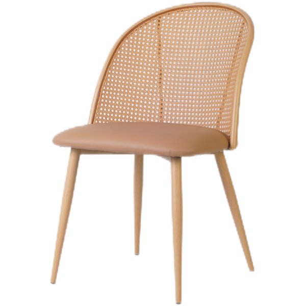 Bistro Rattan Chair with Brown Vinyl Seat Round Back | Adexa GSM1023NATURAL