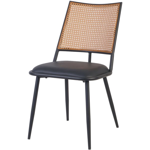 Bistro Rattan Chair with Black Vinyl Seat Square Back | Adexa GSM1024BLACK