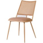 Bistro Rattan Chair with Brown Vinyl Seat Square Back | Adexa GSM1024NATURAL