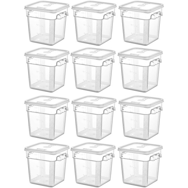 Pack of 12 Food storage Container with lid 3.8 litre 201x189x187mm Polypropylene | Adexa GSPP4+GSPPL2
