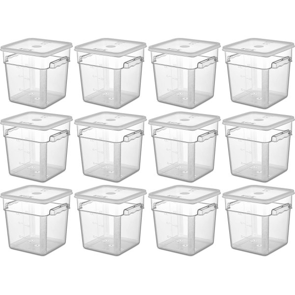 Pack of 12 Food storage Container with lid 7.6 litre 242x232x232mm Polypropylene | Adexa GSPP8+GSPPL6