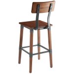 Rustic Style Barstool with Backrest Antique Walnut | Adexa GSW0236B