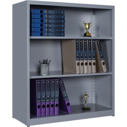 Commercial Metal Storage Cabinet Open 2 Shelves 800x400x900mm Grey | Adexa HDWSA01